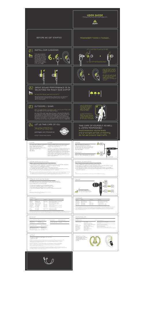 JayBird JF4 Freedom Sprint 蓝牙耳机商品说明书