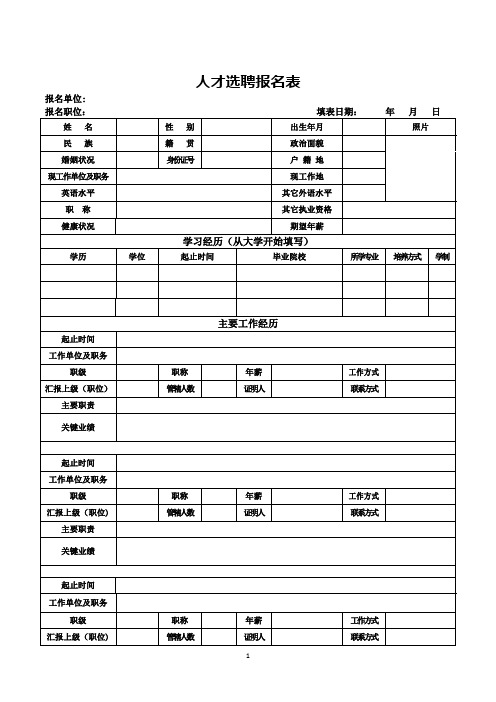 招聘个人资料填写【范本模板】