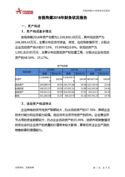 吉视传媒2018年财务状况报告-智泽华