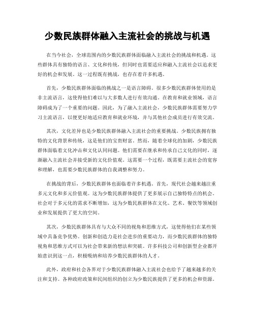 少数民族群体融入主流社会的挑战与机遇