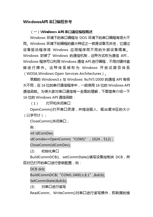 WindowsAPI串口编程参考