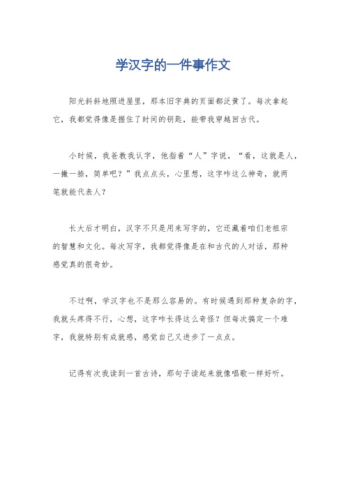 学汉字的一件事作文