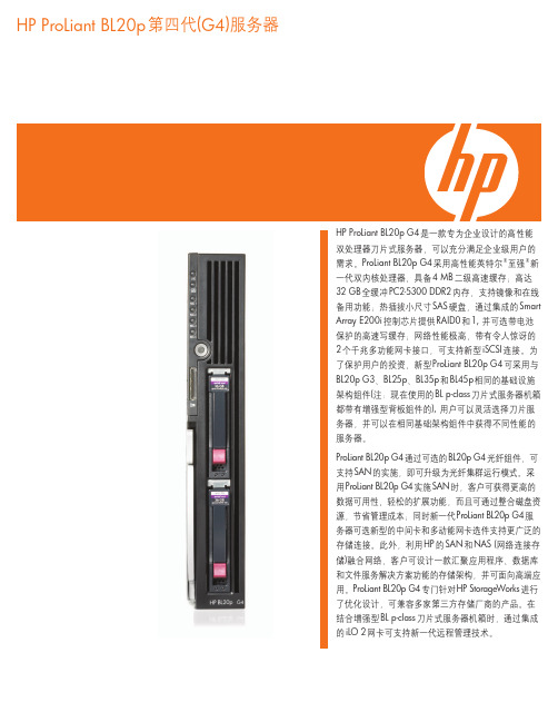 HP ProLiant BL20p第四代(G4)服务器 说明书