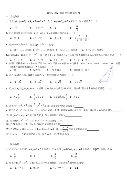 直线,圆,圆锥曲线练习题