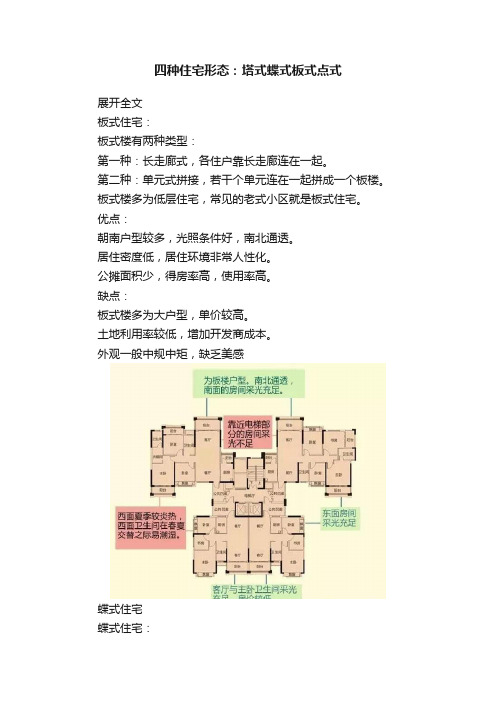 四种住宅形态：塔式蝶式板式点式