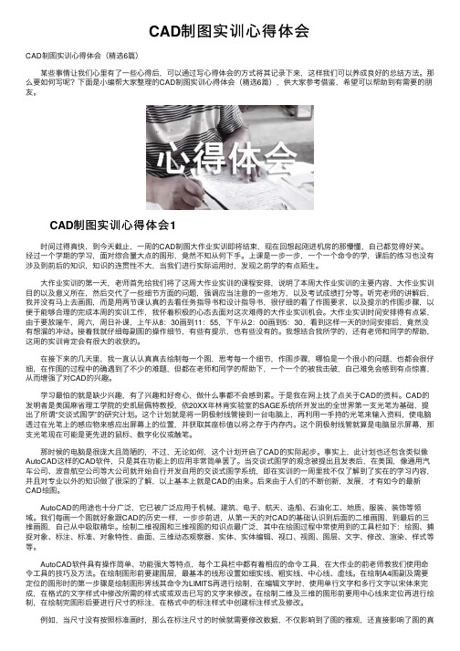 CAD制图实训心得体会