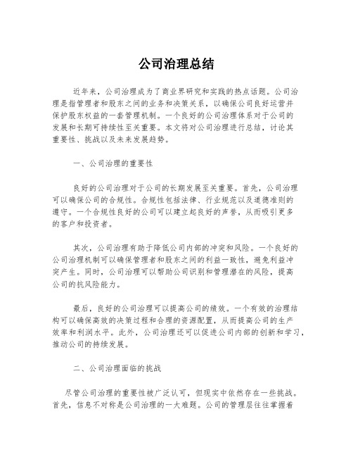 公司治理总结