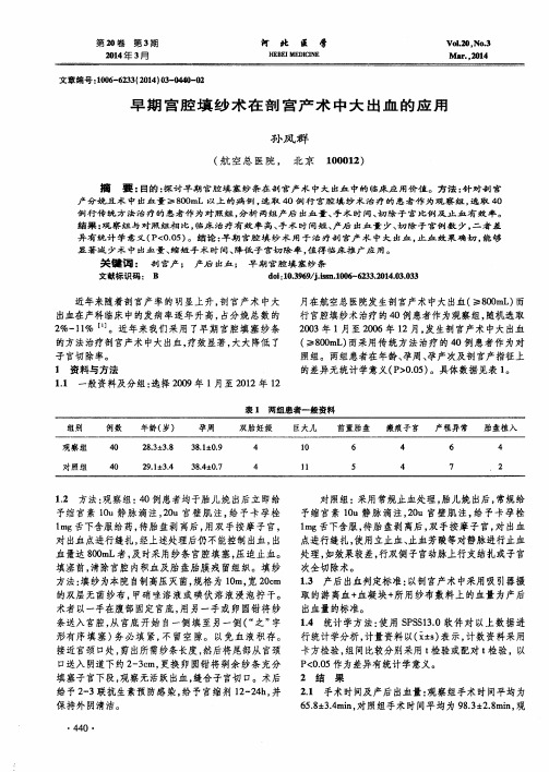 早期宫腔填纱术在剖宫产术中大出血的应用