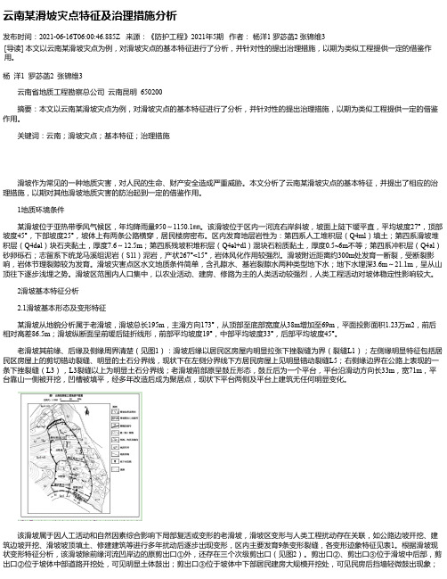 云南某滑坡灾点特征及治理措施分析