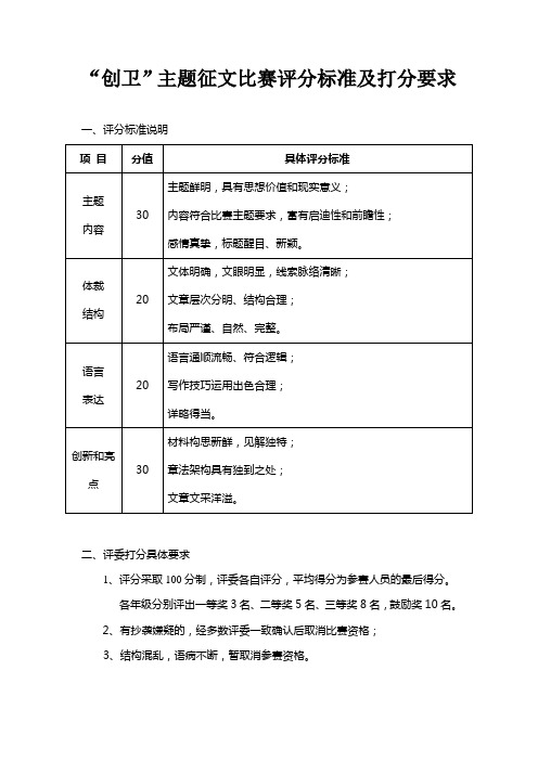 征文比赛评分标准及打分要求