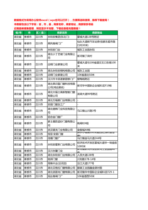 2020新版湖北省孝感市汉川市门窗有限公司工商企业公司商家名录名单黄页联系电话号码地址大全26家