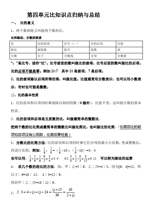 人教版六年级上册数学比的知识点总结