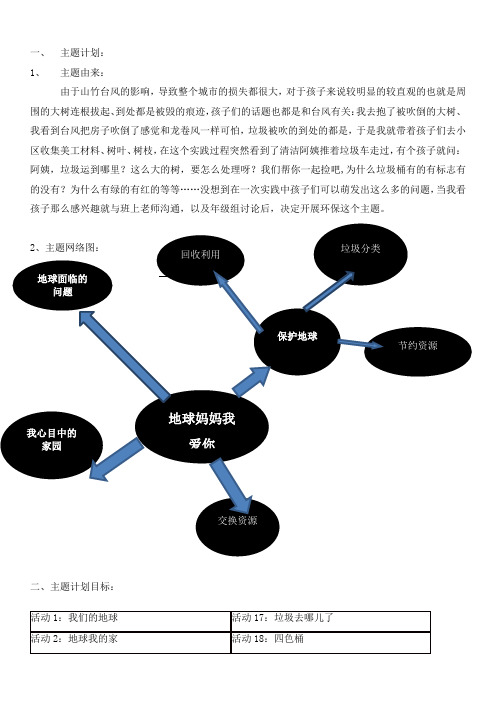 大班《地球妈妈我爱你》主题计划