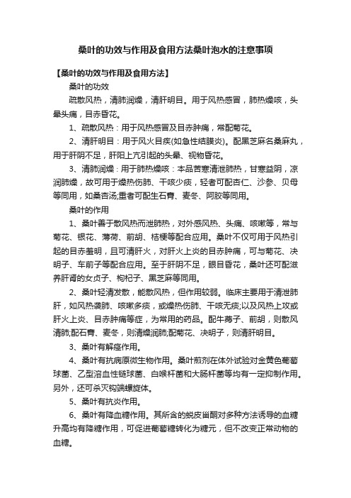 桑叶的功效与作用及食用方法桑叶泡水的注意事项