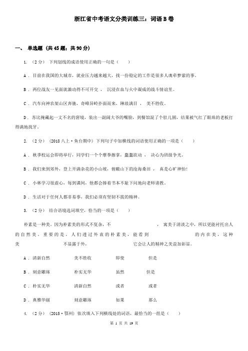 浙江省中考语文分类训练三：词语B卷