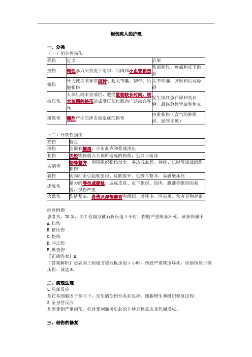 创伤病人的护理考点总结