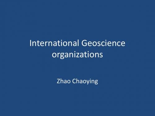 Topic 3 International Geoscience organizations