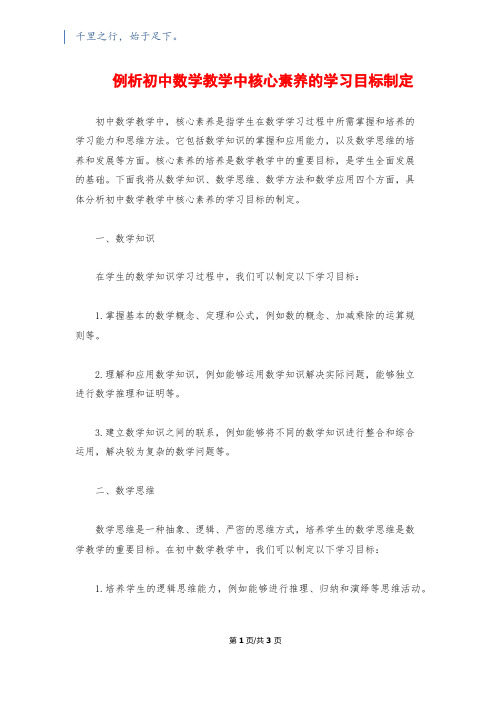 例析初中数学教学中核心素养的学习目标制定