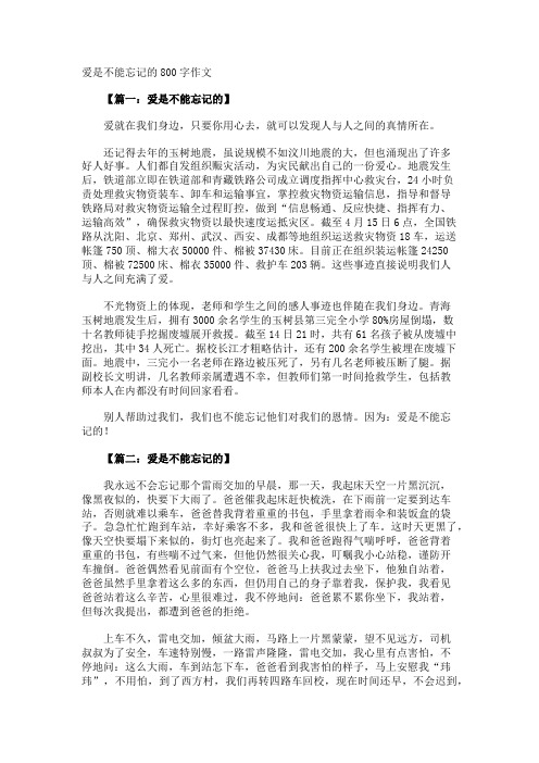 爱是不能忘记的800字作文