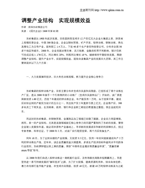 调整产业结构 实现规模效益