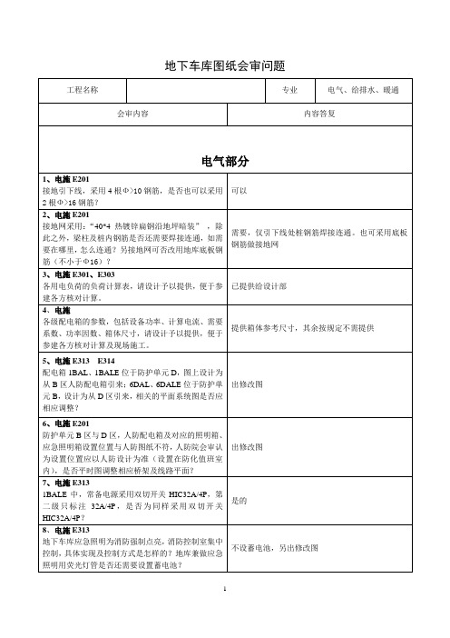 图纸会审问题设计答复最终版(安装)