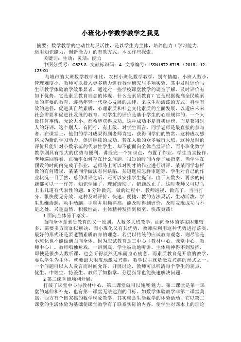 小班化小学数学教学之我见
