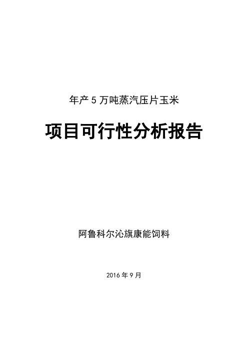 年产4万吨玉米压片建设项目实施可行性分析报告报告材料