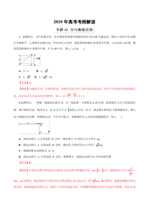 高考专题03 力与曲线运动高考物理考纲解读与热点难点突破 Word版含解析