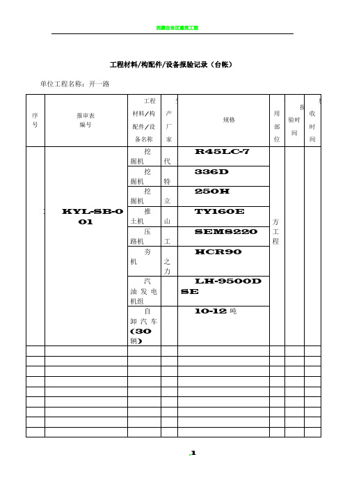 工程材料报验表台账