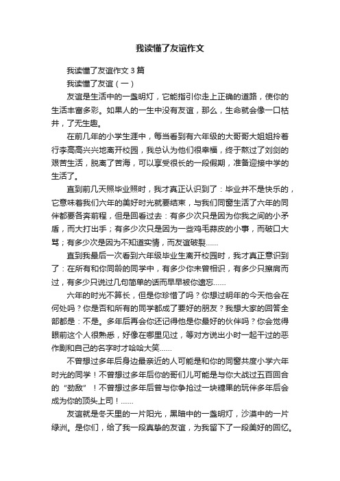 我读懂了友谊作文3篇