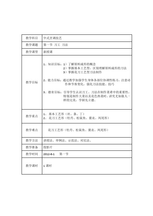 第三章 第一节 刀工刀法--原料成形