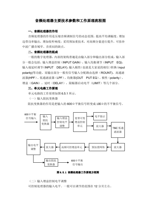 音频处理器主要技术参数和工作原理流程图