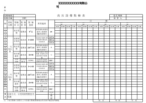 变压器日常巡检表单