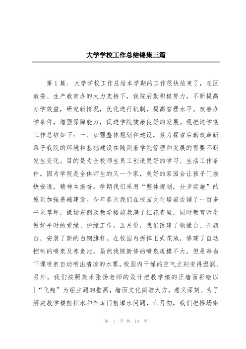 大学学校工作总结锦集三篇