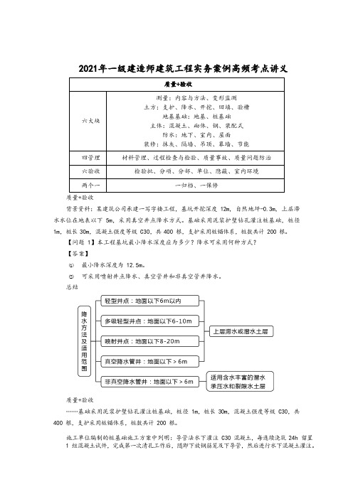 2021年一级建造师考试建筑实务案例高频考点讲义