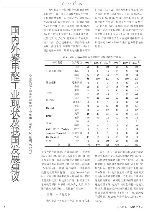 国内外聚甲醛工业现状及我国发展建议