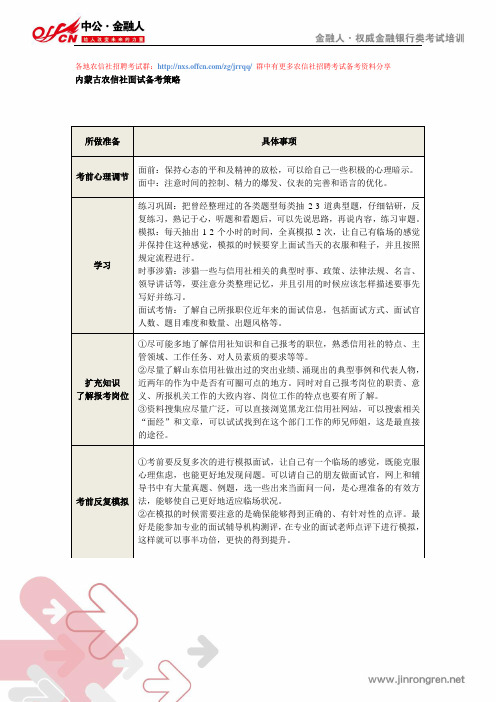 内蒙古农信社招聘备考指导(六)