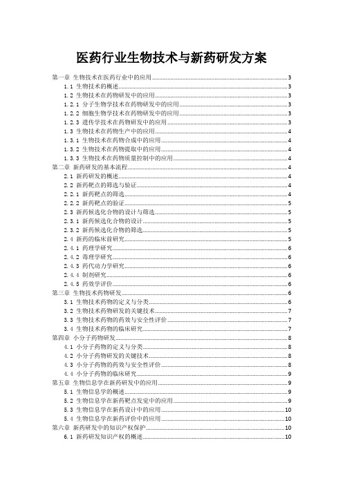 医药行业生物技术与新药研发方案