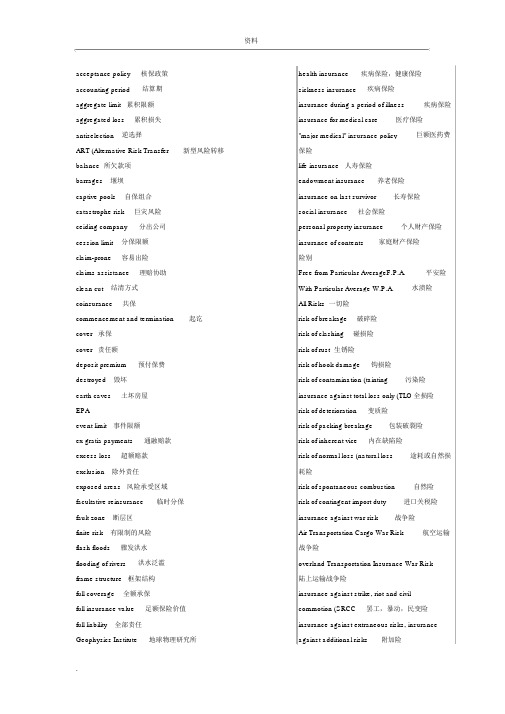 保险专业英语常用词汇(大全)