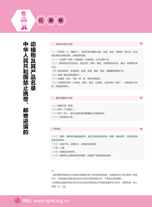 中华人民共和国禁止携带、邮寄进境的动植物及其产品名录