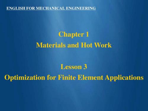 3Optimization for finite element applications