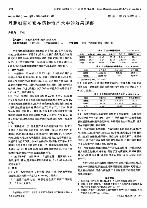 丹莪妇康煎膏在药物流产术中的效果观察