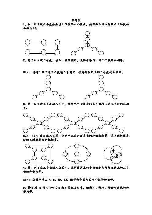 三年级奥数之数阵图习题