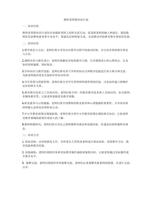 教师老带新培训计划