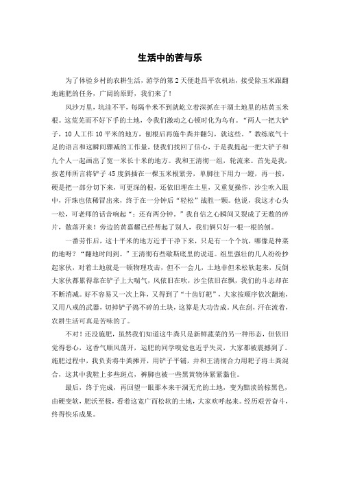 生活中的苦与乐作文600字种田