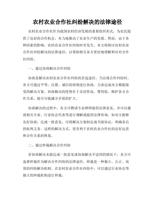 农村农业合作社纠纷解决的法律途径