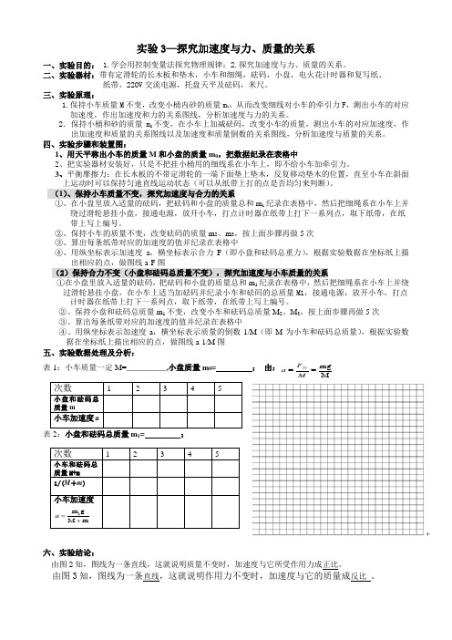 实验3    探究加速度与力的关系