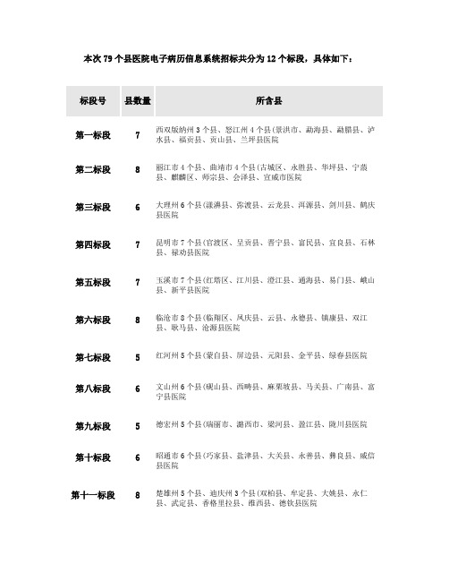 云南省县医院电子病历信息系统、全成本管理信息系统建设政府采购.