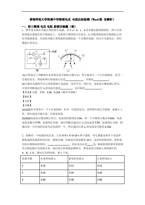 青海师范大学附属中学物理电压 电阻达标检测(Word版 含解析)