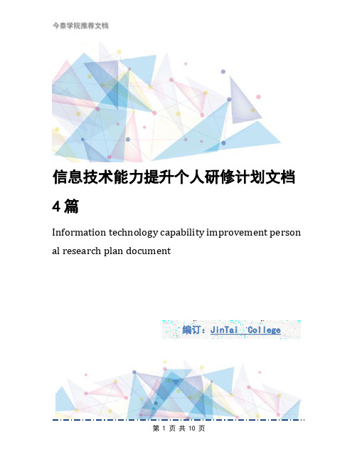 信息技术能力提升个人研修计划文档4篇